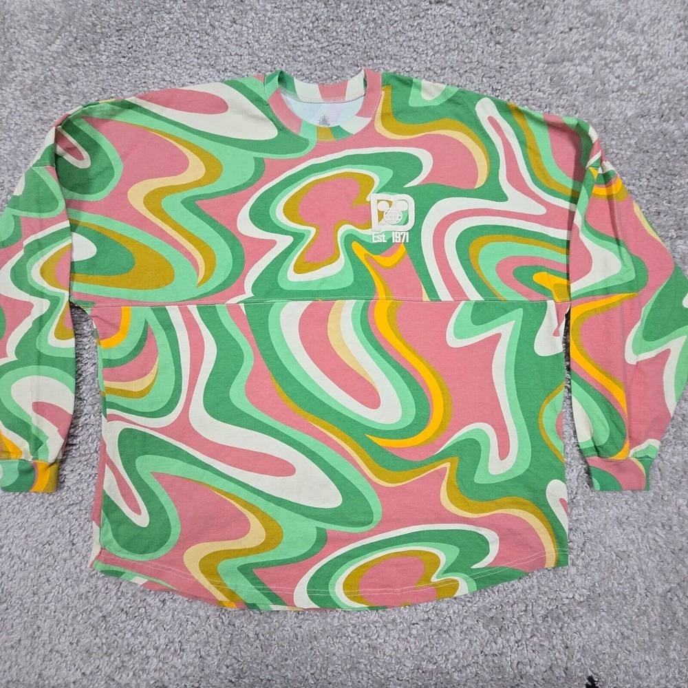 Disney Womens Swirl Print Jersey Shirt Size XXL Groovy Retro‎ Psychedelic